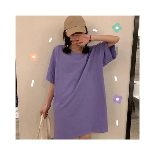 Women Oversized T-Shirt Relaxed Dress Summer Top Tee Casual Loose Fit Mid-Long Basic Hip Hop Street Wear Girls футболка оверсайз
