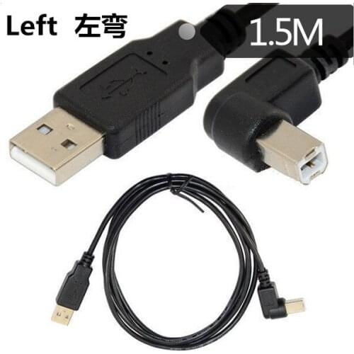 1.5m 5 Feet Type A Male to Type B Male left Angled USB 2.0 Printer Scanner Cable