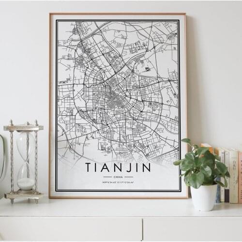 TIANJIN city map Nordic Living Room Decoration Canvas Poster Modern Home Decor Art Print Painting