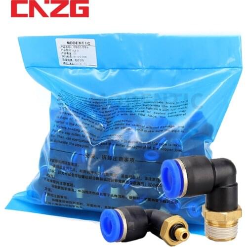PL Elbow 50pcs Lot 4-M5 6-M5 Air Connector Pneumatic Fitting Quick Fittings 1/8" 1/4" 3/8" 1/2" Male Thread Push In