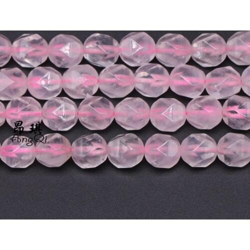 Fashion Natural 6/8/10mm Rose Pink Quartz Crystals Stone Beads Multi-faceted Drill for Jewelry Making Charm bracelets Necklace
