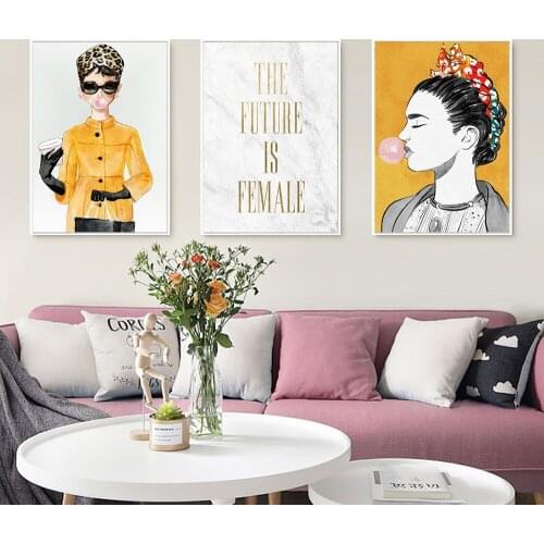 The Future Fashion Female Canvas Painting Yellow Coat Lady Wall Art Print Modern Picture For Living Room On The Wall Home Decor