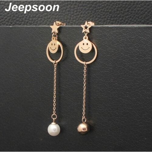 Rose gold Color Newest Fashion Stainless Steel Jewelry Simple Drop Asymmey Earrings Personality For Woman And Girl EFCZDIBE