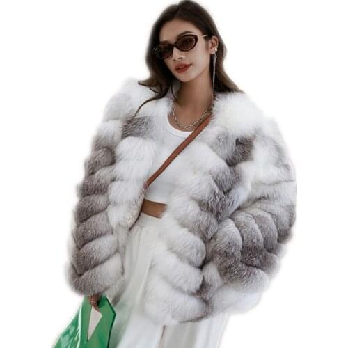 Fashion Winter Warm Female Real Fox Fur Coat Fluffy Outdoor Thick Jackets Custom Made Clothing