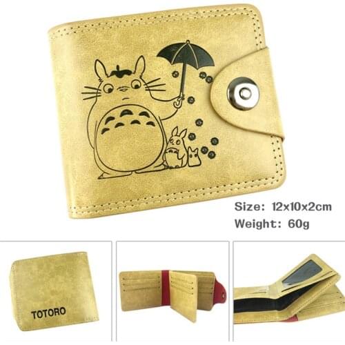My Neighbor Totoro Cartoon Anime Men Wo Boys Girls Short Leather Hasp Button Wallet Purse Money Holder