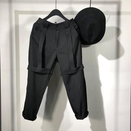 Owen Seak Men Casual Harem Pants Gothic Men Clothing Cargo High Street Sweatpants Autumn Men Calf-Length Pant Loose Black Pants