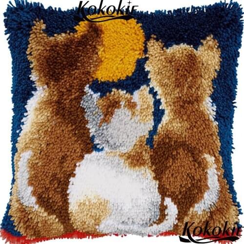 Latch Hook Pillow Kits animals printed cartoon cushion blanket Cross-stitch Unfinished Embroidery Pillowcase Crocheting Rug Kits