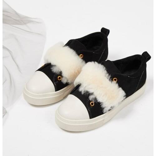 2018 winter new cotton shoes artificial short plush leather single shoes with round head warm Lok Fu shoes