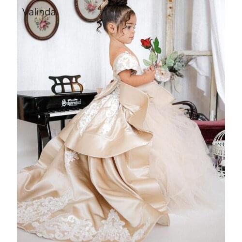 Short Sleeves Flower Girl Dresses for Weddings Lace Up Kids Formal Wear Pageant Gowns Birthday Wear
