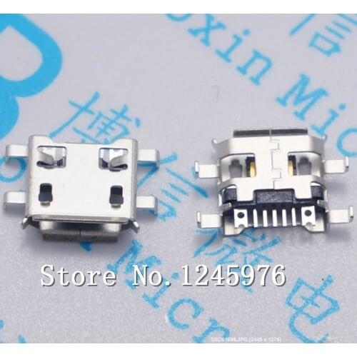 500pcs Micro USB Connector 5pin 0.72mm heavy plate B type have curling side Female Jack For Mobile Mini USB repair mobile tablet