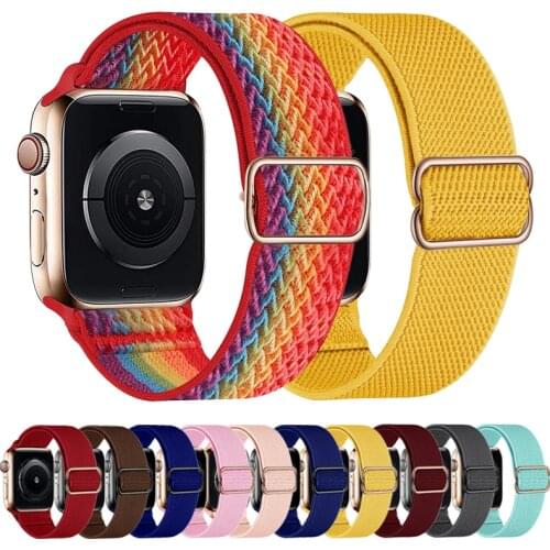 Strap for Apple watch band 44mm 40mm 38mm 42mm Adjustable Elastic Nylon solo Loop bracelet iWatch series 6 SE 5 4 3 2 Wristband