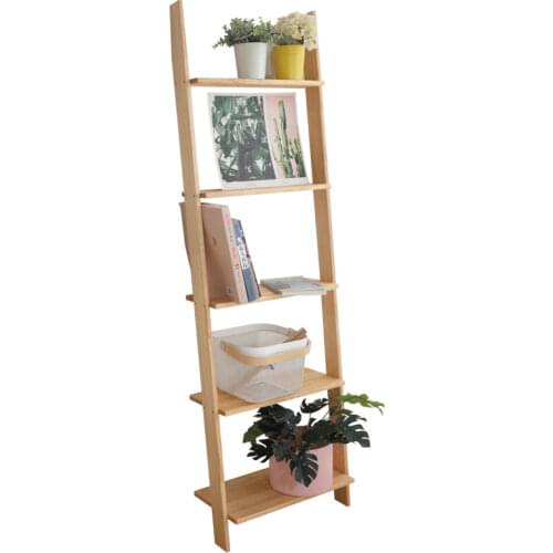 Nordic solid wood floor trapezoidal shelf against wall Multistory ladder simple flower rack bookshelf shelves organization