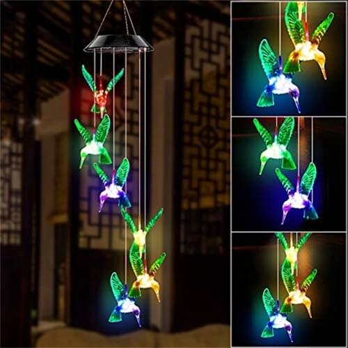 LED Solar Wind Chimes Color Changing Hanging Lamp Outdoor Windbell Lights Home Garden Romantic Dream Catcher Room Garden Decor