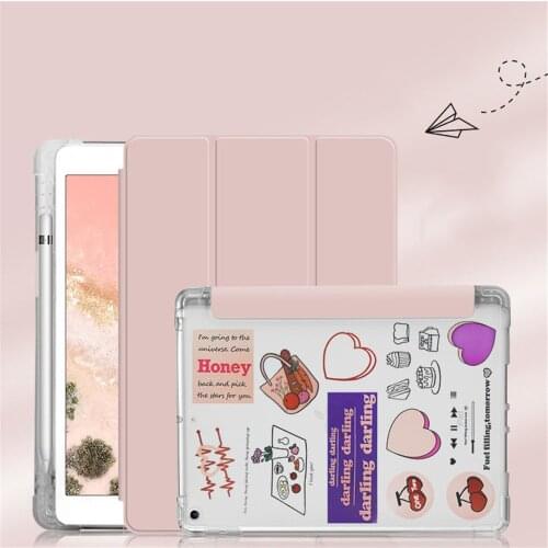 Ultra Slim Smart Case for iPad Air 4 10.9 2020 Transparent Back Cover DIY Protective Tablet Coque iPad 10.2 7th 8th Gen Shells