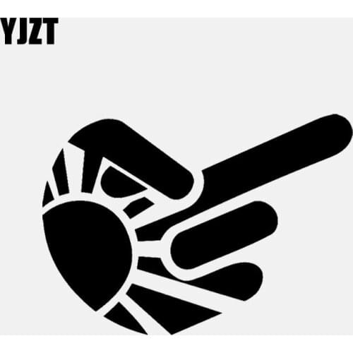 YJZT 13.9CM*9.8CM Cartoon Middle Finger Vinyl Decal Car Sticker Black/Silver C3-1899