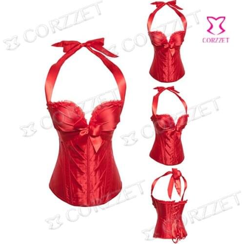 Crazy Promotion Red Gothic Steampunk Corset Women Waist Trainer Corsets And Bustiers Sexy HalterPushUp Corsage Corpete Corselet