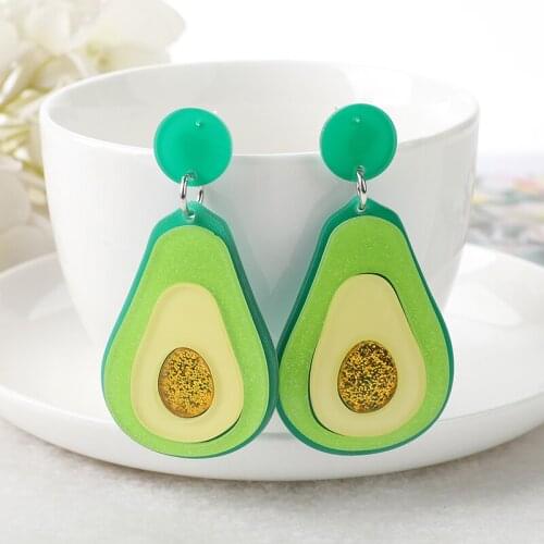 1Pair Stud Avocado Earring DIY Acrylic Crafts Fashion Jewelry For Children And Women Gift