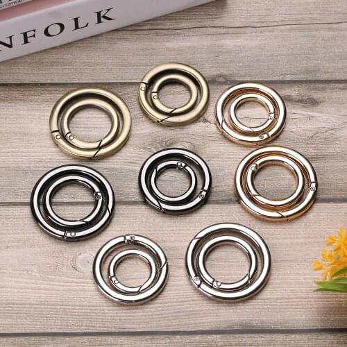 1PC Round Plating Push Trigger Spring O-Ring Buckles Carabiner Purses Handbags Zinc Alloy Hooks Bag Belt Buckle Outside Tools