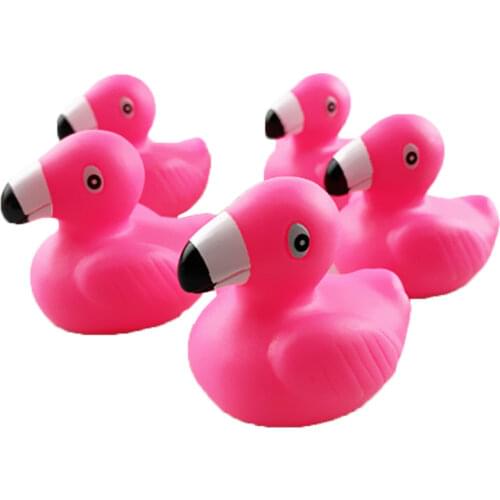 ESALINK 5Pcs Mini Rubber Red Bird Floating Squeaky Sound Duck Bath Toy Baby Toys Funny Toys For Girls Boys Gifts