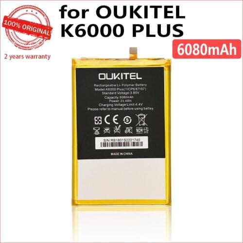100% Original 6080mAh K6000 plus Battery For Oukitel K6000 plus Phone High quality Batteries With Tracking Number