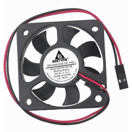 Gdstime 2 pcs DC 5V 2Pin Dupont Connetion 50x50x10mm 5cm Brushless Cooling Fan 50mm x 10mm 5010 PC Chip Raspberry Cooler