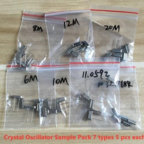 49S in-line crystal oscillator sample package 7 kinds of 5 pieces each 32.768K 6M 8M 10M 12M 11.0592M 16M
