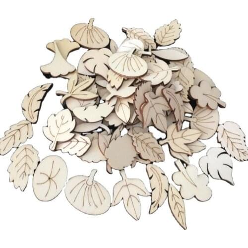 50 Pieces Wooden Leaves Embellishments Blanks Wooden Leaf Shapes Crafts for DIY Wedding Christmas Decoration