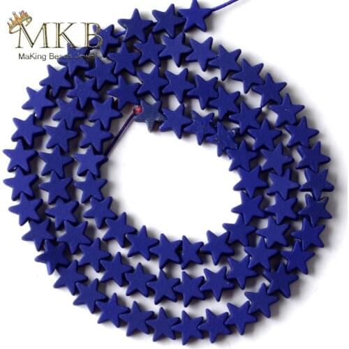 6mm Natural Stone Dark Blue Hematite Matte Rubber Five-pointed Star Beads For Jewelry Making Space Losse Beads Diy Bracelet 15"