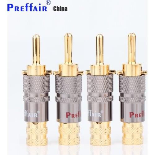 8pcs\lot New Brass Preffair Banana Plug with Lock Red And White Speaker Amplifier Connector Speaker Cable banana plug