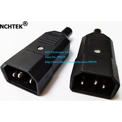 NCHTEK 10A 250V IEC 320 C14 3Pin Male Power Adapter For USP PDU/Free DHL Shipping/200PCS