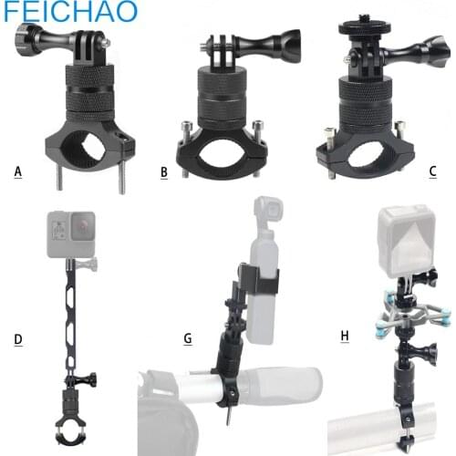 Bicycle Motorcycle Handlebar Aluminum Clamp Holder Tripod Mount Adapter for GoPro Hero 9 8 7 6 5 Yi 4K Eken OSMO Pocket Gimbal