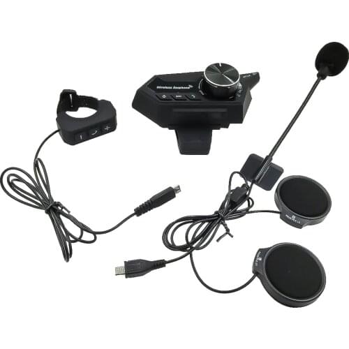 BT18 Moto Bluetooth Intercom 2 Rider FM Radio Helmet Headset Helmet Intercom Headsets With Handbar Controller 1000M Interphone