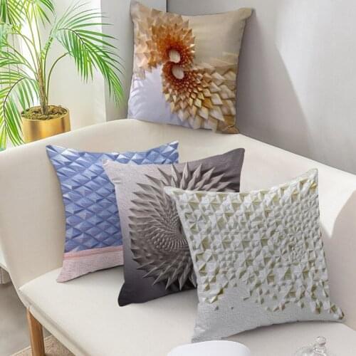 Fuwatacchi 3D Geometric Cushion Cover Plaid Pattern Throw Pillow Case for Home Chair Sofa Decoration Square Pillowcases 2021 New