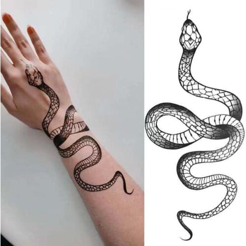 Black Snack Temporory Tattoos Big Size Waterproof Arm Hands Body Art Men Women Fake Tattos Flash Decals Tatoos Water Transfer