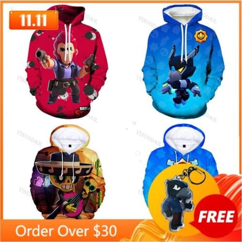 8-Bit Spike Browls Shark Leon Thin Childrens Wear Kids Hoodie Shooting Game 3d Sweatshirt Browlers Boys Girls Tops Teen Clothes