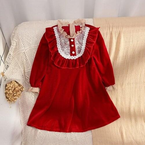 Girls Velvet Dresses 2021 New Autumn Girls Dress for Kids Sweet Party Costumes Children Long Sleeve Vestidos 6 8 10 12 14Y