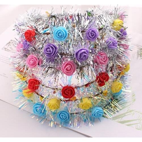 Christmas party flashing new year Luminous gold wreath LED luminous headdress hair band flash headband rattan toy gift