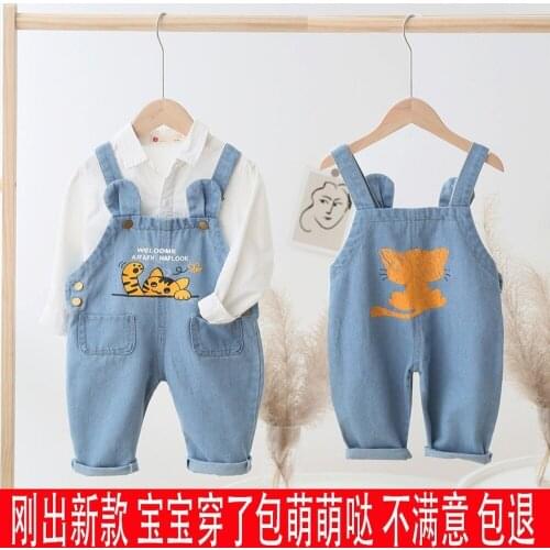 2021 Summer Children Kids Little Girls Denim Overalls Boys Jeans Cotton Denim Baby Jumpsuit Casual Loose Pants Trousers Clothing
