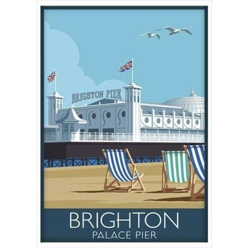 Brighton Pier Old Vintage Travel Railway Photo Art Film Print Silk Poster for Your Home Wall Decor 24x36inch