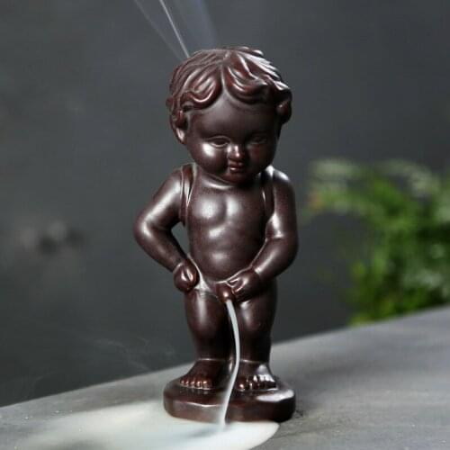Backflow Incense Burners Home Decor Ceramic Boy Waterfall Decorative Incense Holder Aroma Censer Incense Cones Holder Z275
