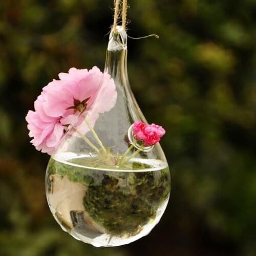 Hot Clear Glass Wall Hanging Vase Bottle for Plant Flower Terrarium Container for Xmax Gift DIY Home Wedding Decoration Favor
