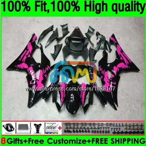 Injection For YAMAHA YZF R 6 YZF 600 YZF-600 YZFR6 06 07 53BS.106 Pink BLack YZF R6 06-07 600CC YZF600 YZF-R6 2006 2007 Fairing