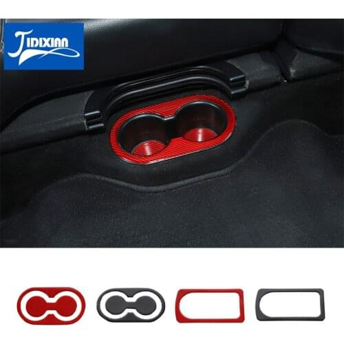 MOPAI Soft Carbon Fiber Car Rear Armrest Box Cup Holder Mat Decorative Ring Cover for Dodge Ram 2010-2015 Interior Accessories