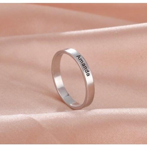 COOLTIME Custom Stainless Steel Couple Rings Women Minimalist Wedding Gift for Men Finger Ring Anniversary Fashion Jewelry