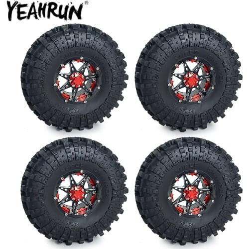 YEAHRUN 2.2" 1:10 RC Wheels Rims and Rubber Tyre Skin Kit for 1/10 RC Crawler Car Axial Wraith 90018 90048 RR10 Wheel Tires Part