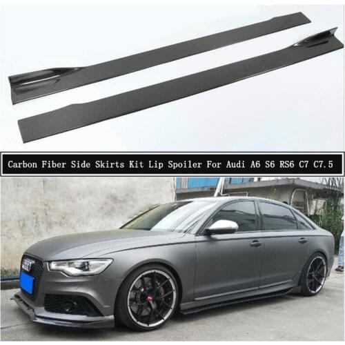 For Audi A6 S6 RS6 C7 C7.5 2012-2018 Carbon Fiber Side Body Skirts Kit Lip Splitters Trim Cover Spoiler Car Accessories