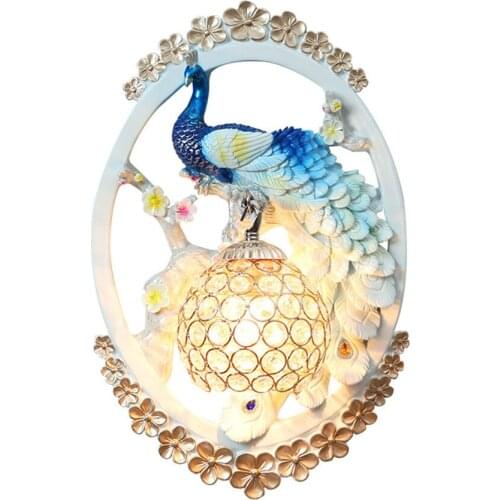 North creative peacock wall lamp aisle staircase living room minimalist background wall picture frame decoration bedside light