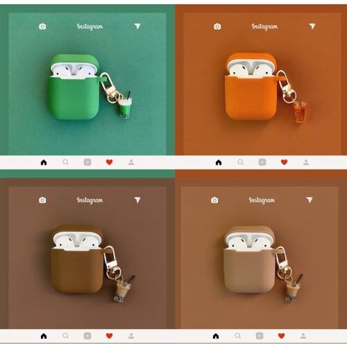 Fashion Milk Tea Headphone shell For AirPods Cute Brown Silicone Bluetooth Earphone Case For Apple AirPods Protective Cover