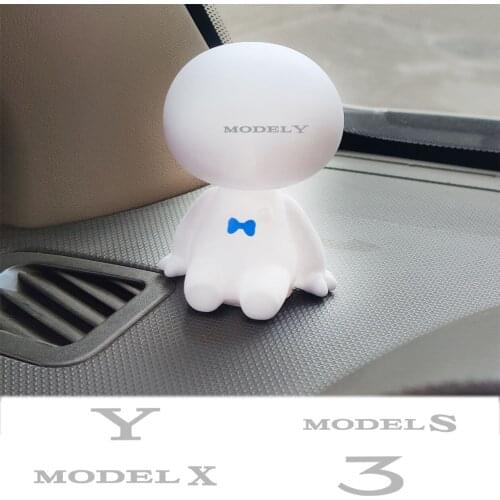 Cartoon Shaking Head Figure Car Ornaments Big Hero Doll Toy FOR Tesla Roadster model 3 X model Y Model S space X Car Accessories