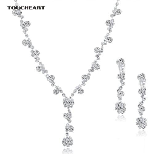 TOUCHEART Custom Wedding Jewelry Set Crystal Bridal Wedding Jewelry Sets Of Silver Charm Earrings Statement Necklaces SET150004